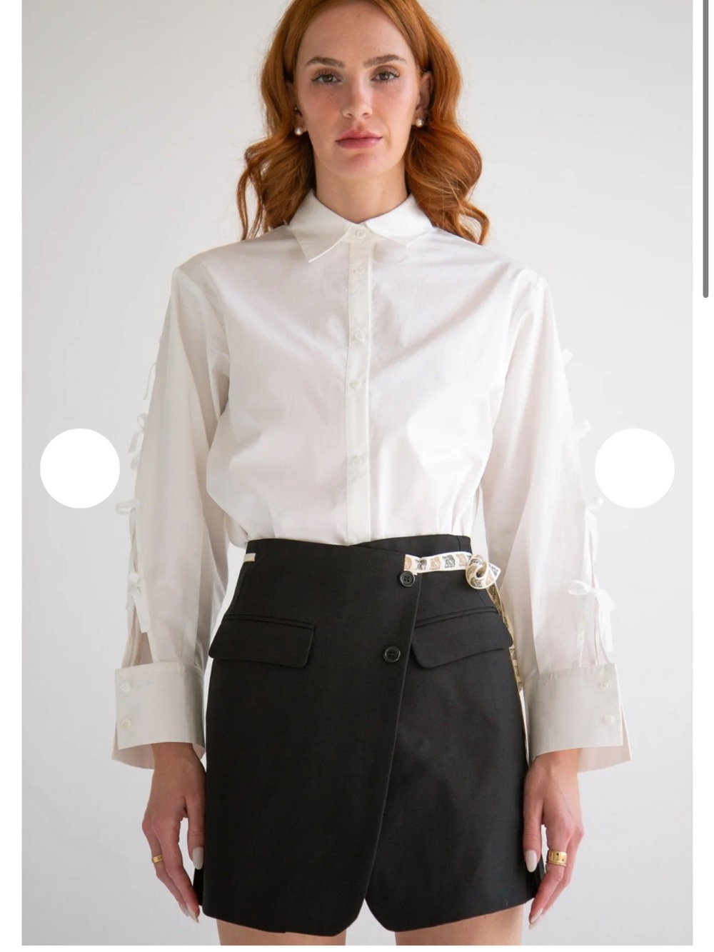 Anthropologie Y-Y White Tie-Detail Button-Up Shirt - Picture 2 of 7